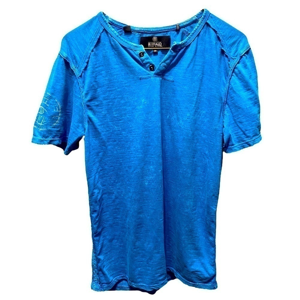 Buffalo Men's Small Turquoise Short Sleeve Top Back Logo